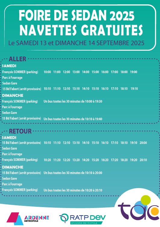 horaires et lignes foire de sedan